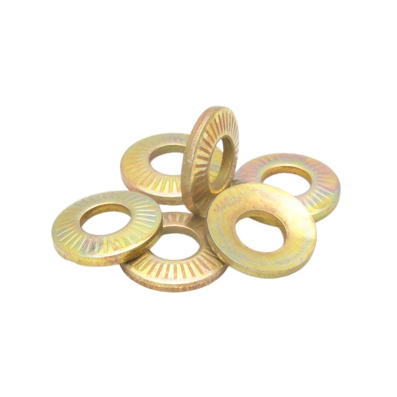 Nfe 25511 French Type Conical Spring Contact Washer with Lugs, Knurled Gounding Lock Washer